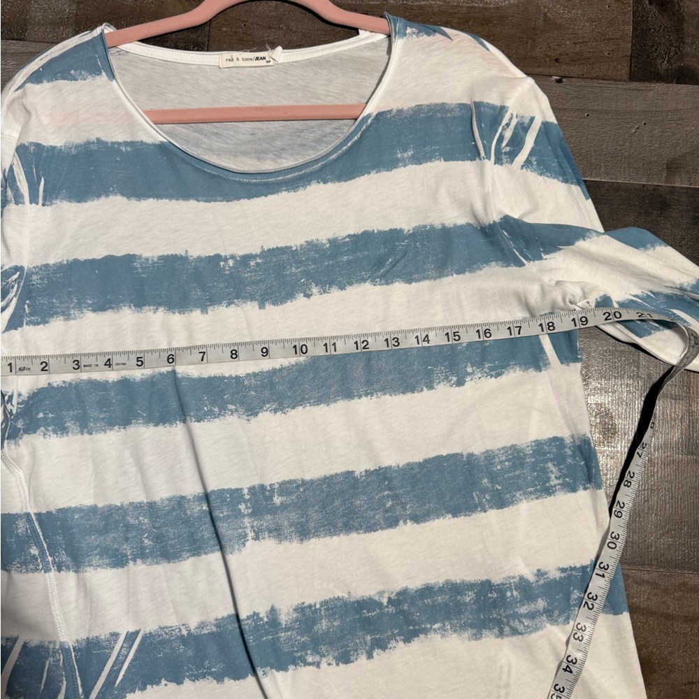 Rag & Bone Blue and White Striped Long Sleeve Tee - Picture 4 of 7